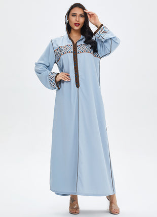 Rayon Woven Embroidery Hooded Dress