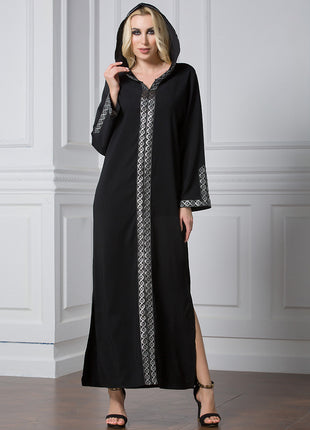 Side Slit Hooded Long Abaya