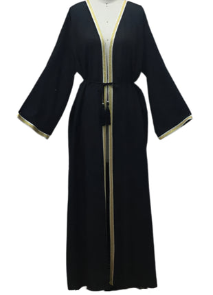 Long Ribbon Golden edge Light Abaya