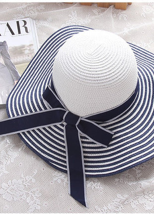 Korean Wind Black White Striped Bowknot Hat