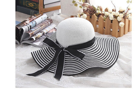 Korean Wind Black White Striped Bowknot Hat