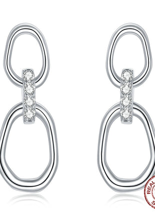 S925 Sterling Silver Double Buckle Earrings