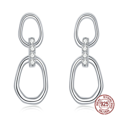S925 Sterling Silver Double Buckle Earrings