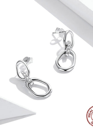 S925 Sterling Silver Double Buckle Earrings
