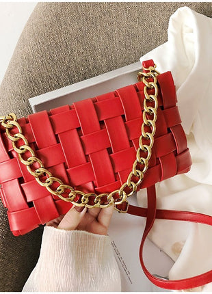 Luxury Weave PU Leather Shoulder Handbags