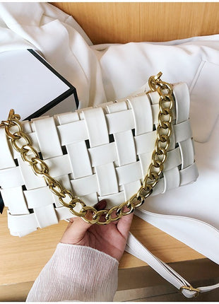 Luxury Weave PU Leather Shoulder Handbags