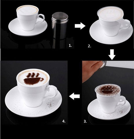 16 Pcs Plastic Garland Mold Fancy Coffee Model Thicken Coffee Milk Foam Spray Pattern Template
