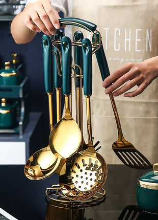 Set of 7 PCS Stainless Steel Kitchen Utensil with Stand