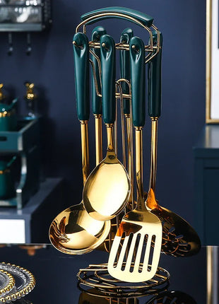 Set of 7 PCS Stainless Steel Kitchen Utensil with Stand