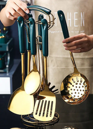 Set of 7 PCS Stainless Steel Kitchen Utensil with Stand