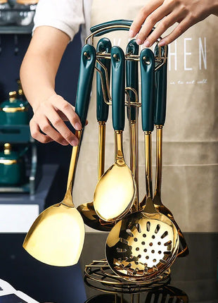 Set of 7 PCS Stainless Steel Kitchen Utensil with Stand