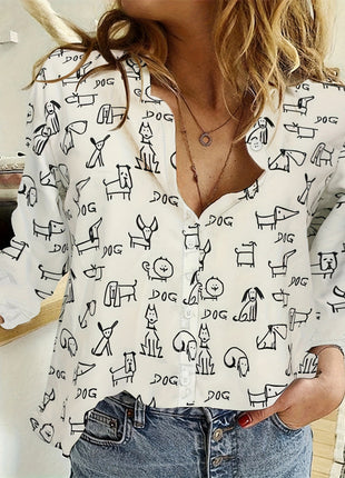 3d Printed Long Sleeve Turn-down Collar Casual Shirt