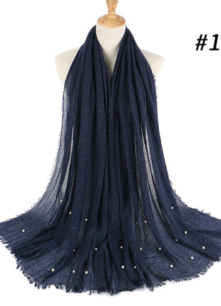 Cotton and linen crumpled monochrome scarf