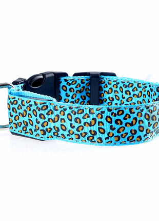 LED Safety Adjustable Nylon Leopard Dog Collar
