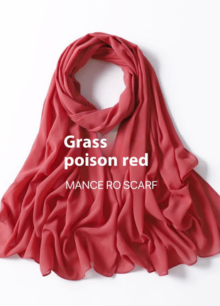 Pure Color Pearl Chiffon Scarf Headcloth Veil Chiffon Scarf