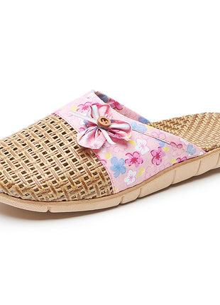 Handmade Silent Non-slip Rattan Linen Bamboo Woven Slippers