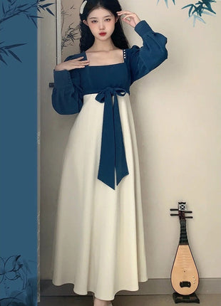Long Sleeve Square-neck Dress