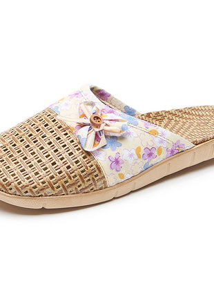 Handmade Silent Non-slip Rattan Linen Bamboo Woven Slippers