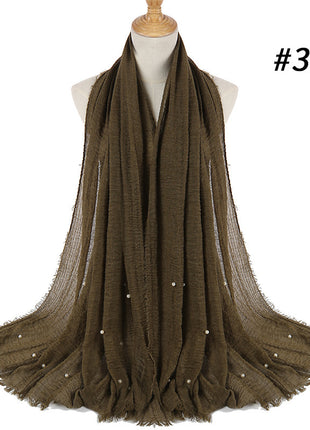 Cotton and linen crumpled monochrome scarf