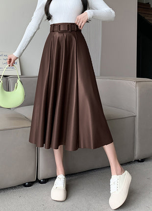 Leather A- Line High Waist Skirt
