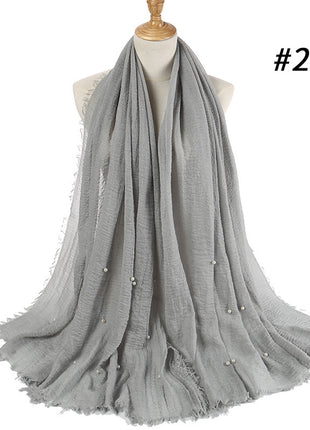 Cotton and linen crumpled monochrome scarf