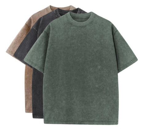 Cotton Heavy Distressed Drop Shoulder Shirt - 3 Pcs