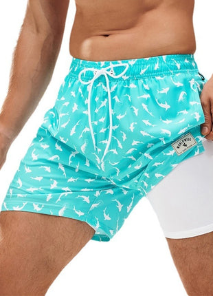 Cyan Fish Group Beach Trunks