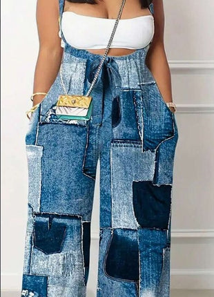 Backless Pleated Gradient Wide Leg Overall