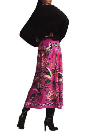 Street Tropical Plant Vintage Print Skirt