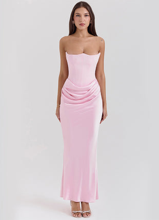 Slim Tube Top Long Bandeau Backless Party Dress