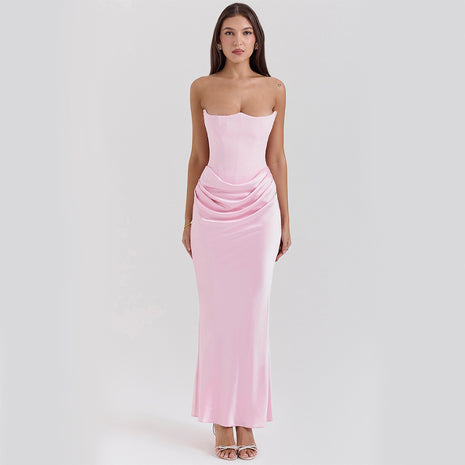Slim Tube Top Long Bandeau Backless Party Dress