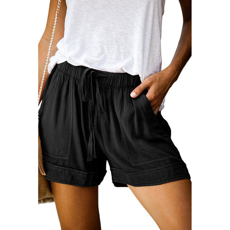 Wide Leg Loose High Waist Elastic Lace-up Shorts