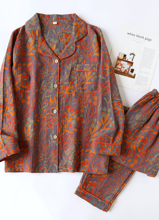 Cotton Yarn-dyed Jacquard Vintage Pyjamas Set