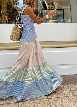 Casual Striped Slim Sleeveless Dress