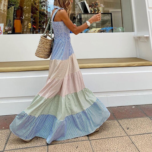 Casual Striped Slim Sleeveless Dress