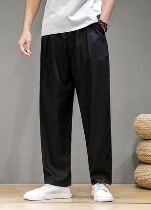 Loose Straight Wide Leg Linen Casual Trousers