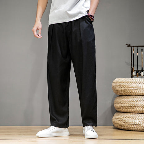 Loose Straight Wide Leg Linen Casual Trousers