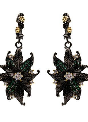 Black Diamond Flower Earring