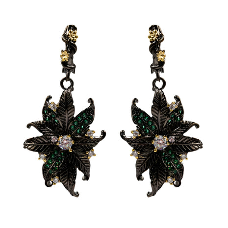 Black Diamond Flower Earring
