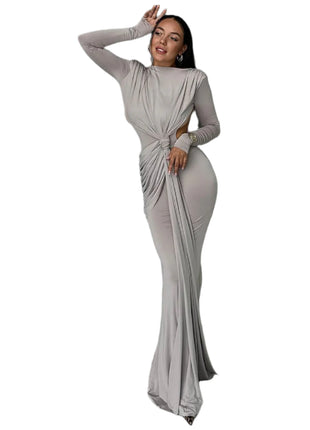 Back Hollow-out Slim-fit Long Sleeve Dress