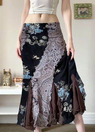 Flora Retro Style Long Skirt
