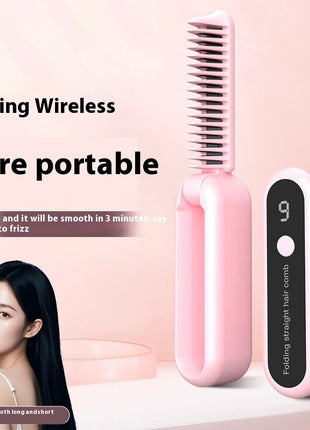 Straight Comb Hair Straightener – Wireless, Portable &amp; Anti-Frizz Magic Brush