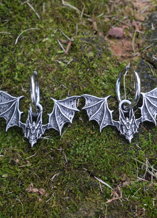 Stainless Steel Witchcraft Halloween Gothic Bat Earrings
