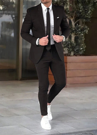 Slim-fit Pants and Coat Two-piece Suit