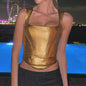 Gold Spaghetti-strap Slim Fishbone Short Top