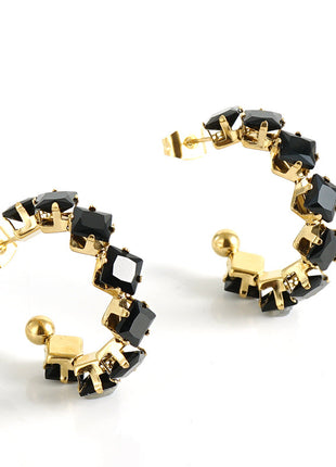 Stainless Steel Zircon Rhinestone Earrings