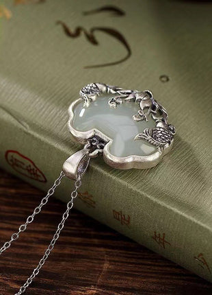 Cooperized Silver Distressed Matte Pendant Necklace