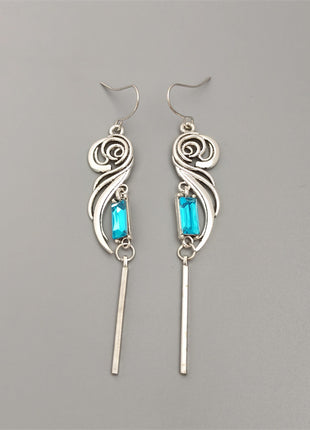 Geometric Square Zircon Long Tassel Earrings