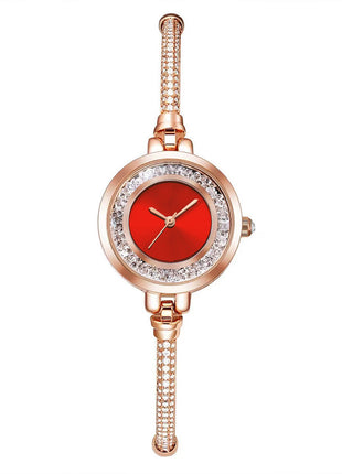 Women's Thin Strap Bracelet Watch Rhinestone Quicksand Small Dial Bracelet Watch Retractable Adjustable Watch