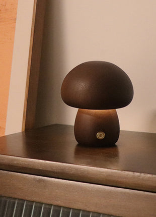 INS Wooden Cute Mushroom LED Night Light with Touch Switch